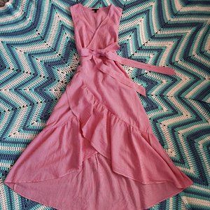 Who What Wear - Seersucker Wrap Dress Red/White US Small